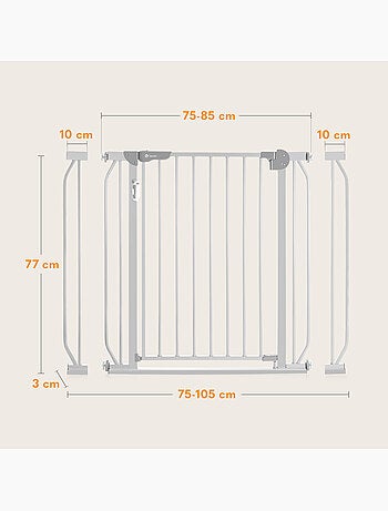 Barrière de sécurité bébé LIONELO Truus Slim LED - 75-105 cm - Fixation par pression