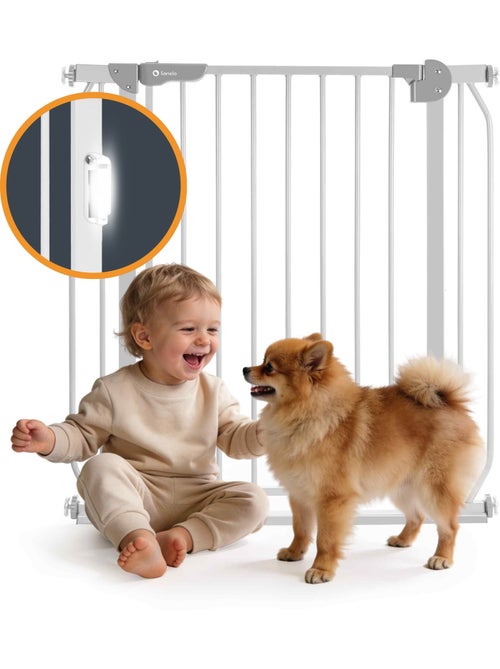 Barrière de sécurité bébé LIONELO Truus Slim LED - 75-105 cm - Fixation par pression - Kiabi Barrière de sécurité bébé LIONELO Truus Slim LED - 75-105 cm - Fixation par pression - Kiabi