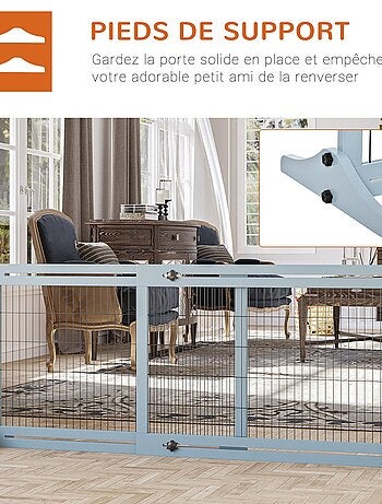 Barrière de sécurité chien autoportante longueur réglable gris