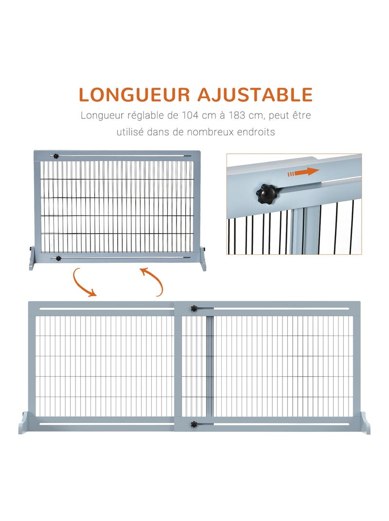 Barrière de sécurité chien autoportante longueur réglable gris Gris - Kiabi