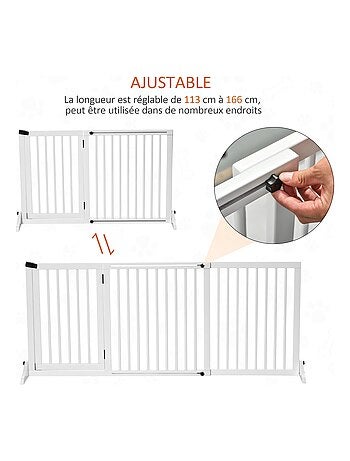 Barrière de sécurité chien longueur réglable porte sapin blanc
