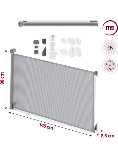 Barrière de sécurité enroulable enfant moby-system homesafe 140 cm - Kiabi Barrière de sécurité enroulable enfant moby-system homesafe 140 cm - Kiabi