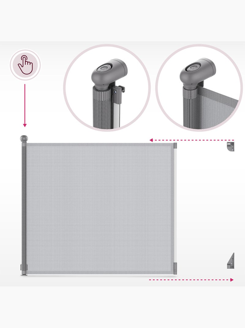 Barrière de sécurité enroulable enfant moby-system safeguard 140 cm Gris - Kiabi