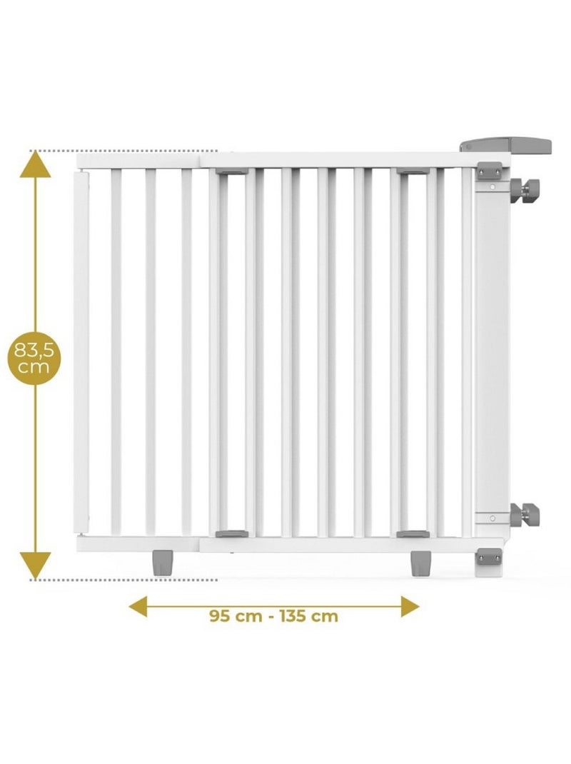 Barrière de sécurité escalier extensible bois - 93 à 135 cm Blanc - Kiabi