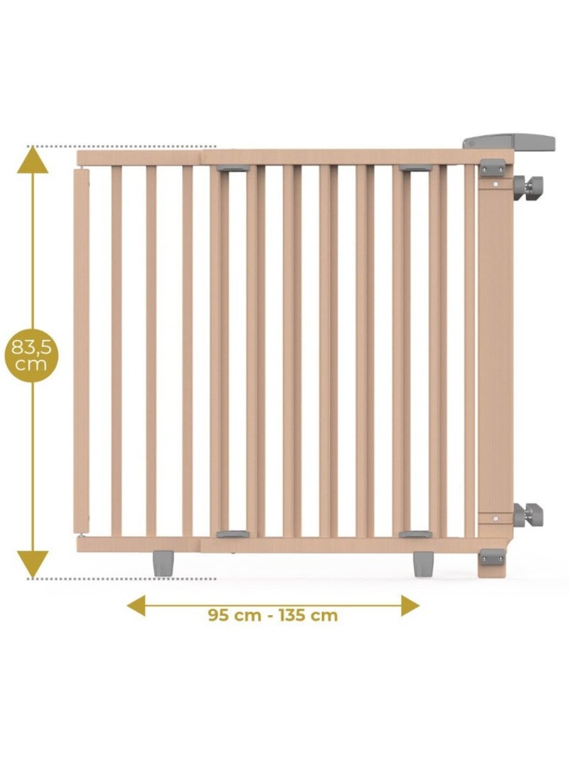 Barrière de sécurité escalier extensible bois vernis clair - 93 à 135 cm Beige - Kiabi