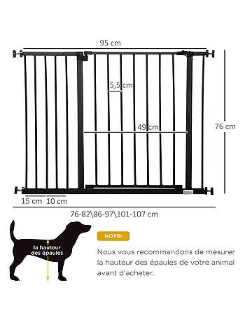 Barrière de sécurité longueur réglable sans perçage métal plastique