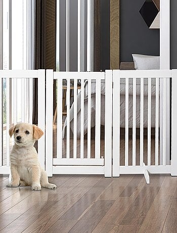 Barrière de sécurité modulable pliable porte verrouillable blanc