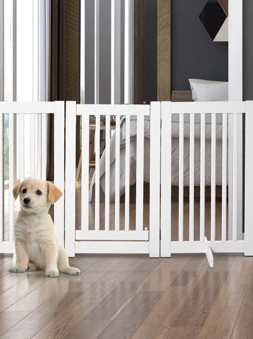 Barrière de sécurité modulable pliable porte verrouillable blanc - Kiabi