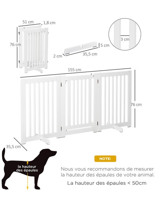 Barrière de sécurité modulable pliable porte verrouillable blanc - Kiabi