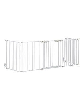 Barrière de sécurité parc enclos chien modulable pliable avec porte blanc
