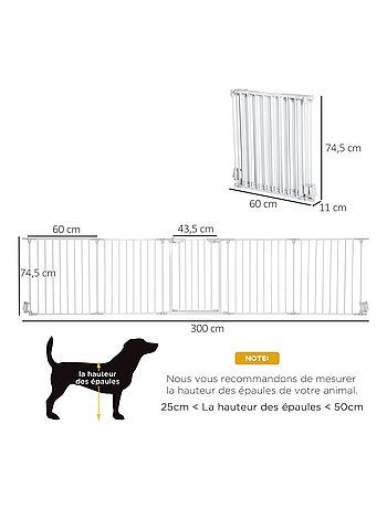 Barrière de sécurité parc enclos chien modulable pliable avec porte blanc