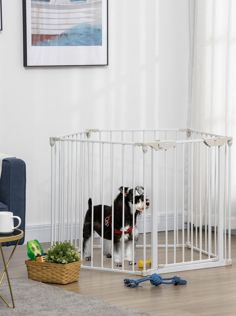 Barrière de sécurité parc enclos chien modulable pliable avec porte blanc Blanc - Kiabi