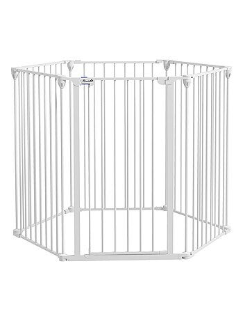 Barrière de sécurité parc enclos chien modulable pliable avec porte blanc