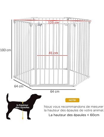 Barrière de sécurité parc enclos chien modulable pliable avec porte blanc