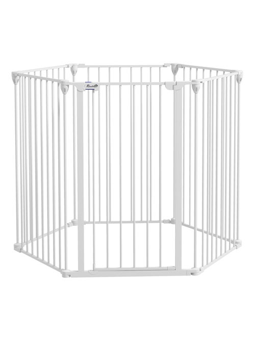 Barrière de sécurité parc enclos chien modulable pliable avec porte blanc - Kiabi