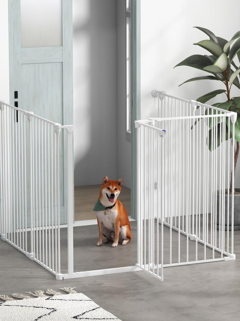 Barrière de sécurité parc enclos chien modulable pliable avec porte blanc Blanc - Kiabi