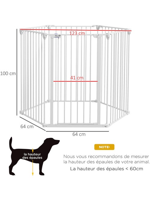 Barrière de sécurité parc enclos chien modulable pliable avec porte blanc - Kiabi