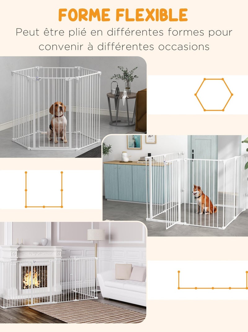 Barrière de sécurité parc enclos chien modulable pliable avec porte blanc Blanc - Kiabi