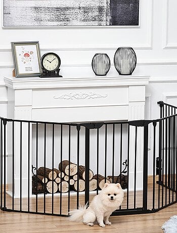 Barrière de sécurité parc enclos chien modulable pliable avec porte noir