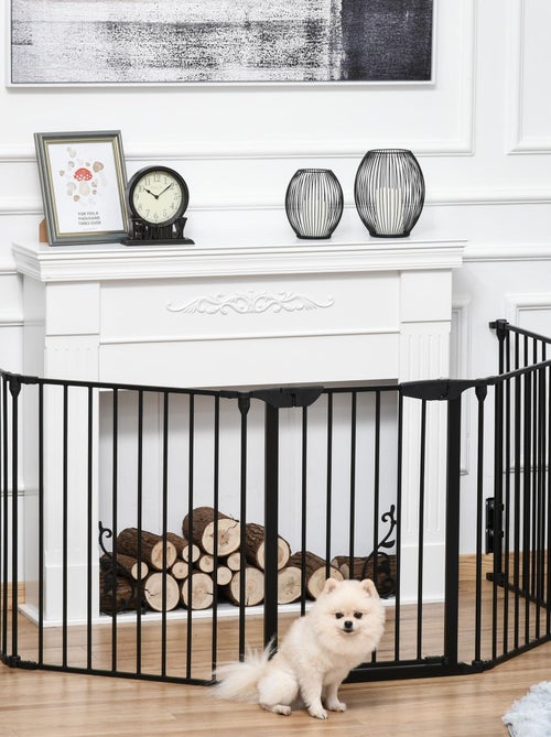 Barrière de sécurité parc enclos chien modulable pliable avec porte noir - Kiabi
