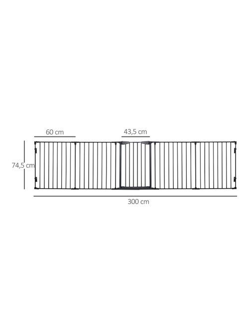 Barrière de sécurité parc enclos chien modulable pliable avec porte noir - Kiabi
