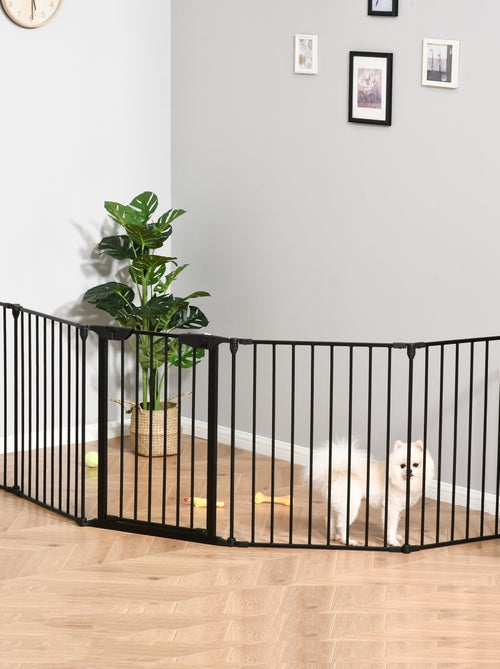 Barrière de sécurité parc enclos chien modulable pliable avec porte noir - Kiabi
