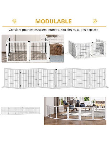 Barrière de sécurité parc enclos chien modulable pliable avec porte pin acier
