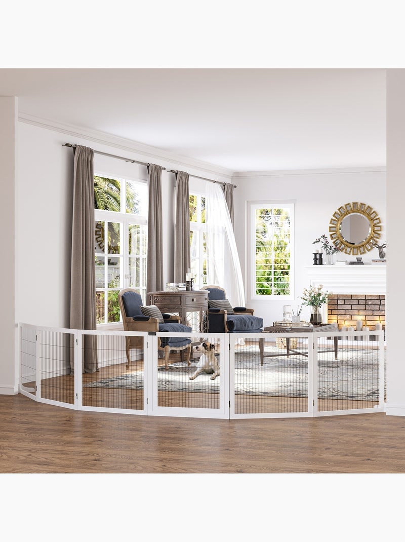 Barrière de sécurité parc enclos chien modulable pliable avec porte pin acier Blanc Blanc - Kiabi