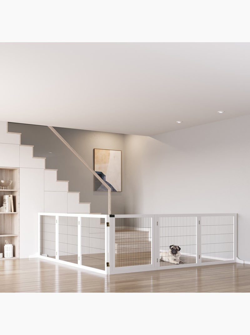 Barrière de sécurité parc enclos chien modulable pliable avec porte pin acier Blanc Blanc - Kiabi