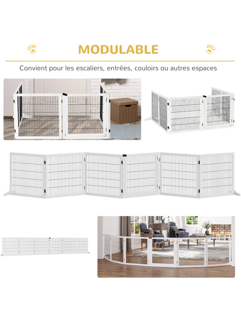 Barrière de sécurité parc enclos chien modulable pliable avec porte pin acier Blanc Blanc - Kiabi