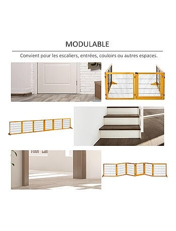 Barrière de sécurité parc enclos chien modulable pliable avec porte pin acier