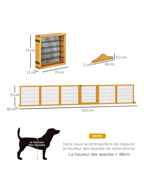 Barrière de sécurité parc enclos chien modulable pliable avec porte pin acier - Kiabi