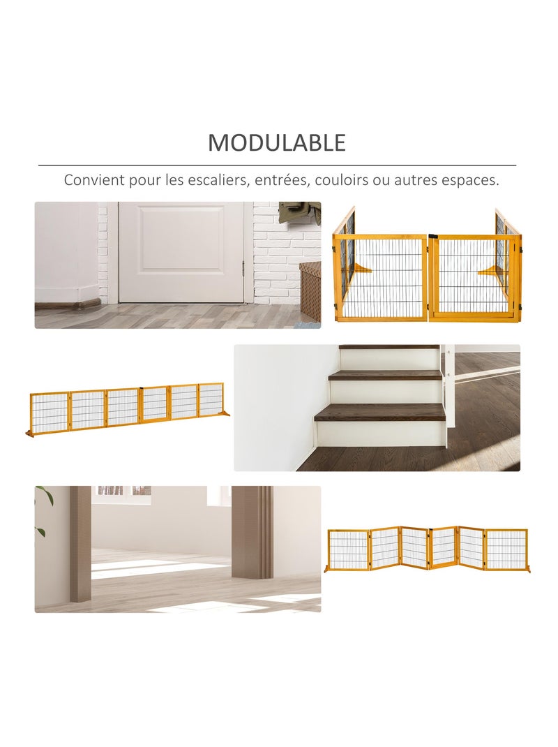 Barrière de sécurité parc enclos chien modulable pliable avec porte pin acier Orange - Kiabi