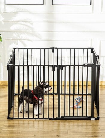 Barrière de sécurité parc enclos chien modulable pliable porte acier