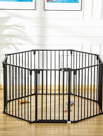 Barrière de sécurité parc enclos chien modulable pliable porte acier
