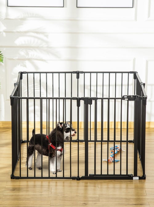 Barrière de sécurité parc enclos chien modulable pliable porte acier - Kiabi