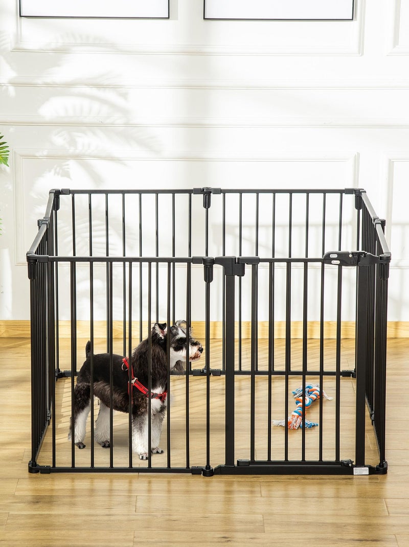 Barrière de sécurité parc enclos chien modulable pliable porte acier Noir - Kiabi