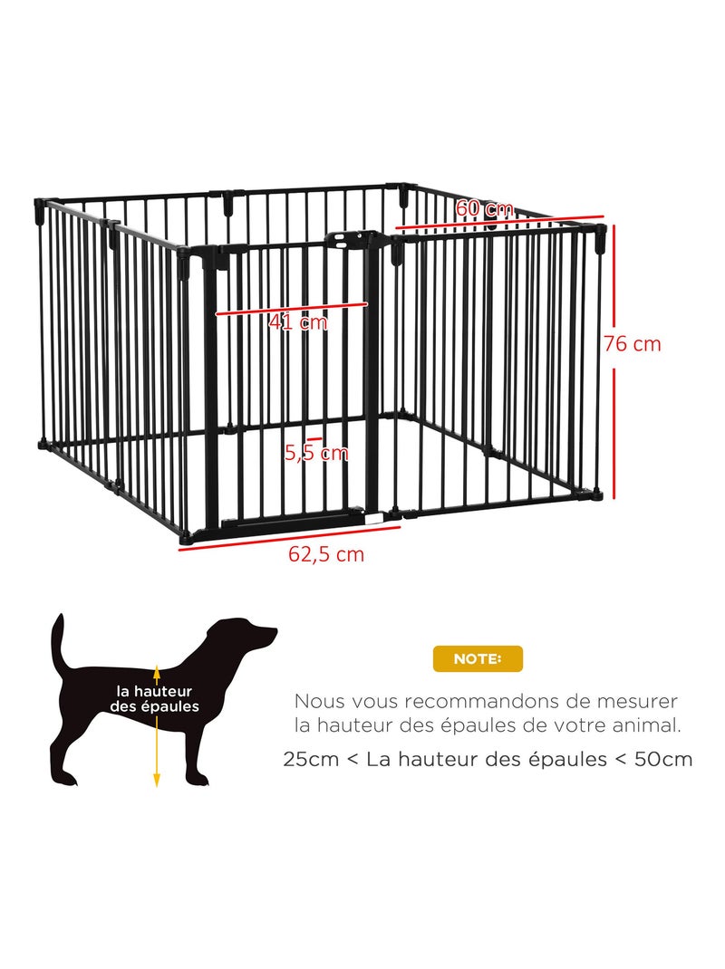 Barrière de sécurité parc enclos chien modulable pliable porte acier Noir - Kiabi