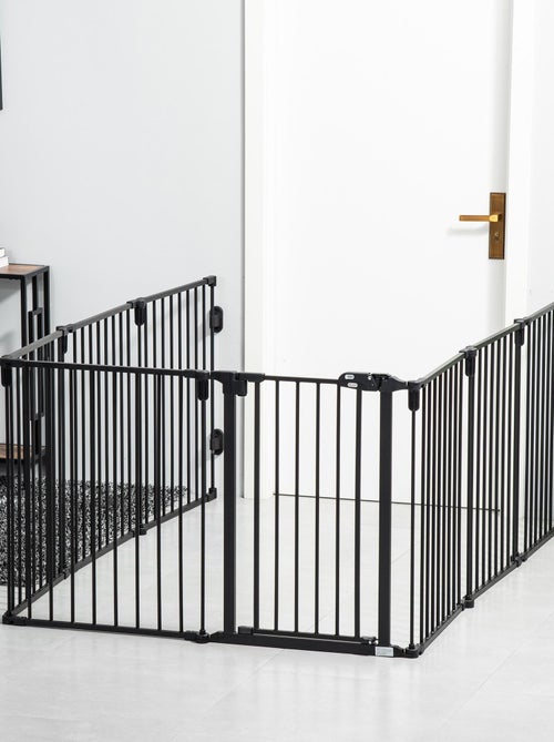 Barrière de sécurité parc enclos chien modulable pliable porte acier - Kiabi