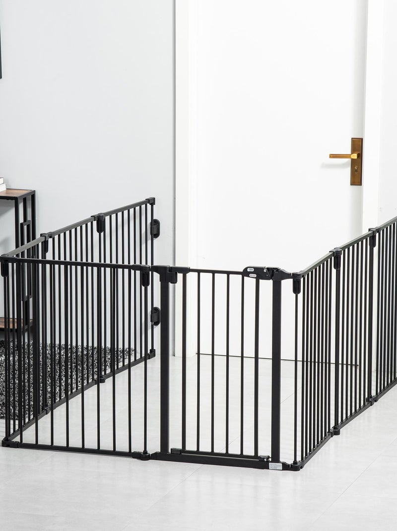Barrière de sécurité parc enclos chien modulable pliable porte acier Noir - Kiabi
