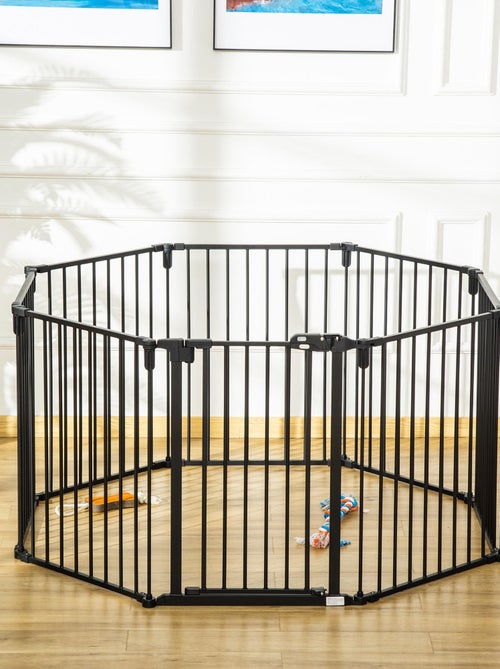 Barrière de sécurité parc enclos chien modulable pliable porte acier - Kiabi