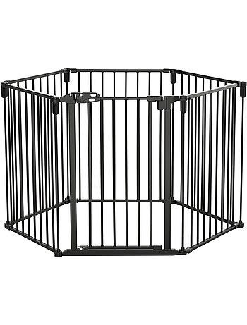 Barrière de sécurité parc enclos chien modulable pliable porte acier noir