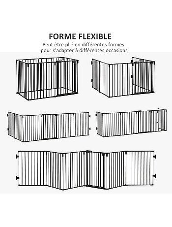 Barrière de sécurité parc enclos chien modulable pliable porte acier noir