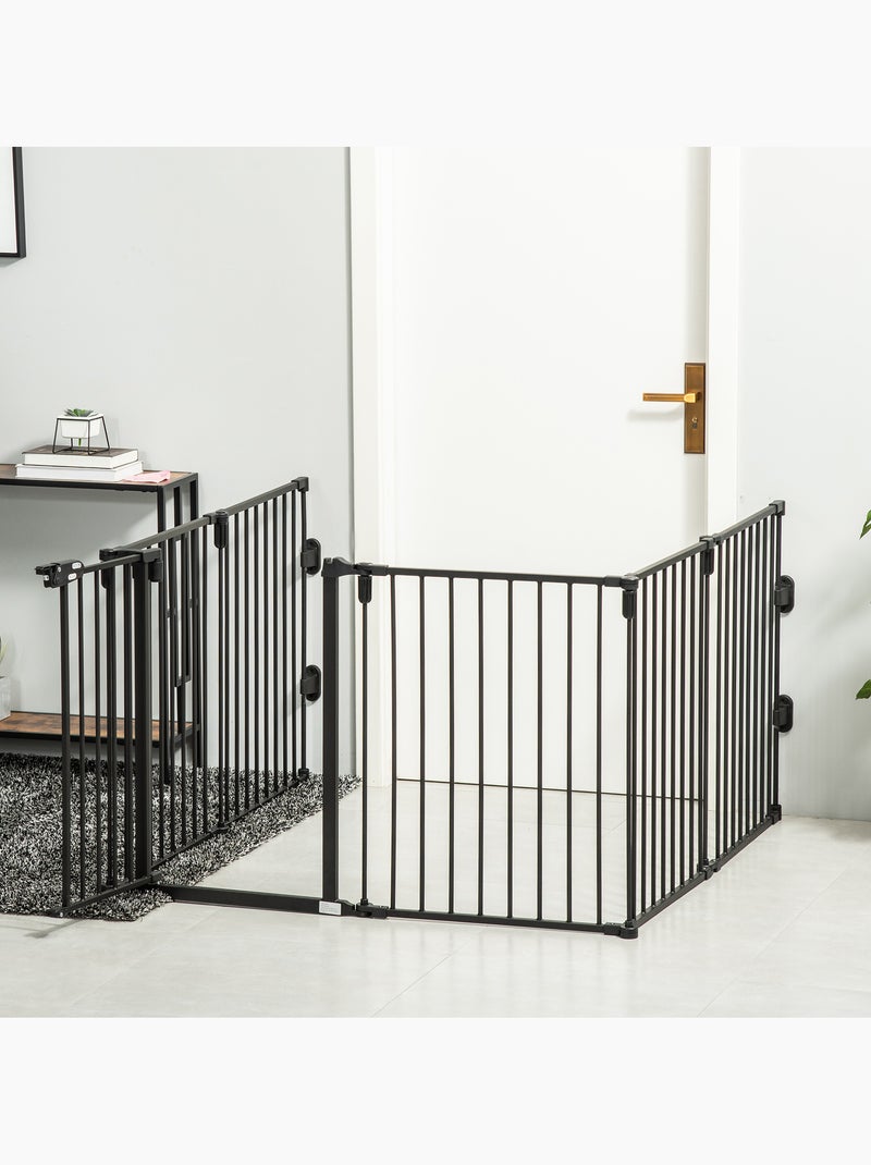 Barrière de sécurité parc enclos chien modulable pliable porte acier noir Noir - Kiabi