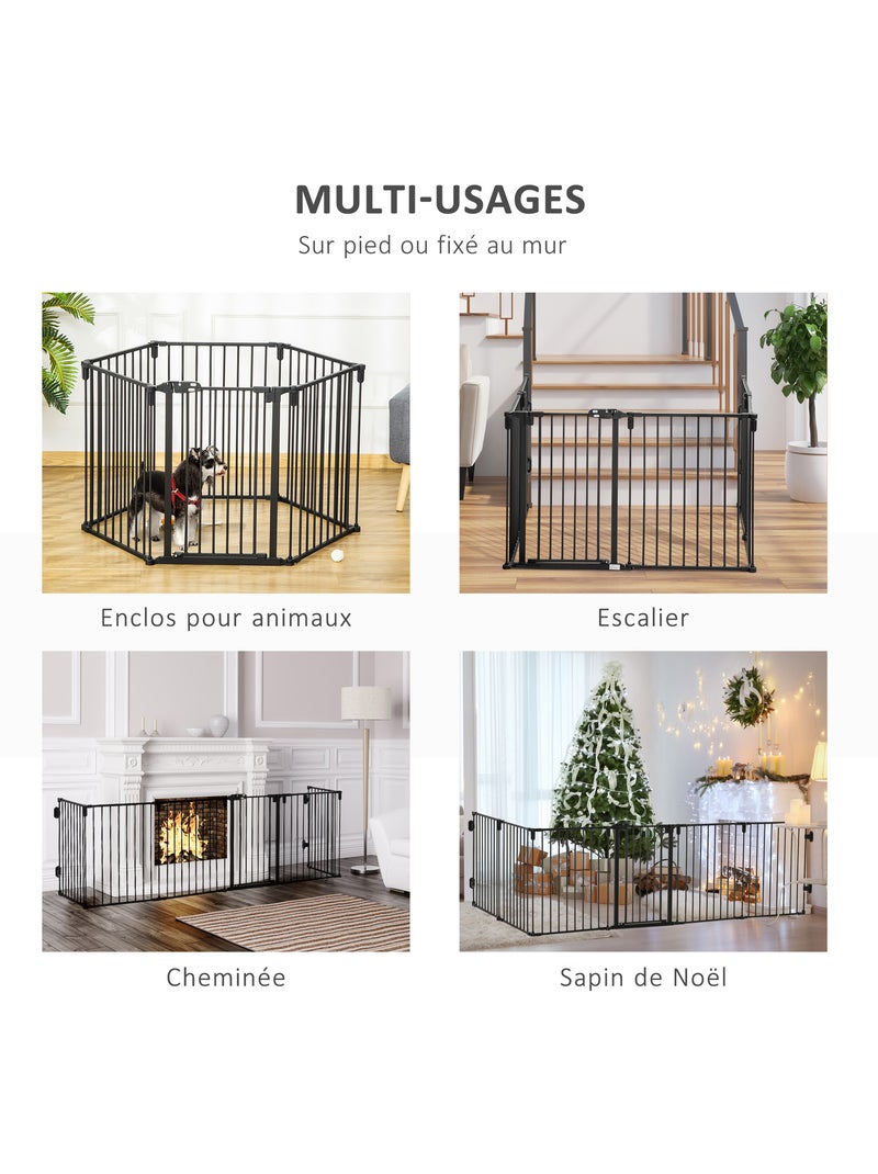 Barrière de sécurité parc enclos chien modulable pliable porte acier noir Noir - Kiabi