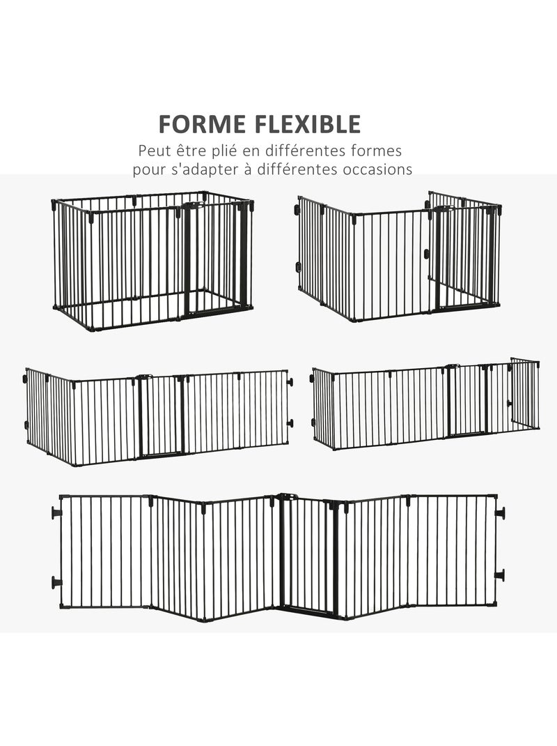 Barrière de sécurité parc enclos chien modulable pliable porte acier noir Noir - Kiabi