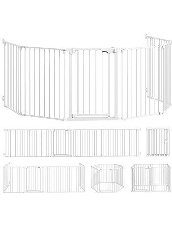 Barrière de sécurité pliable modulable max. L.366cm parc enclos 6 panneaux blanc