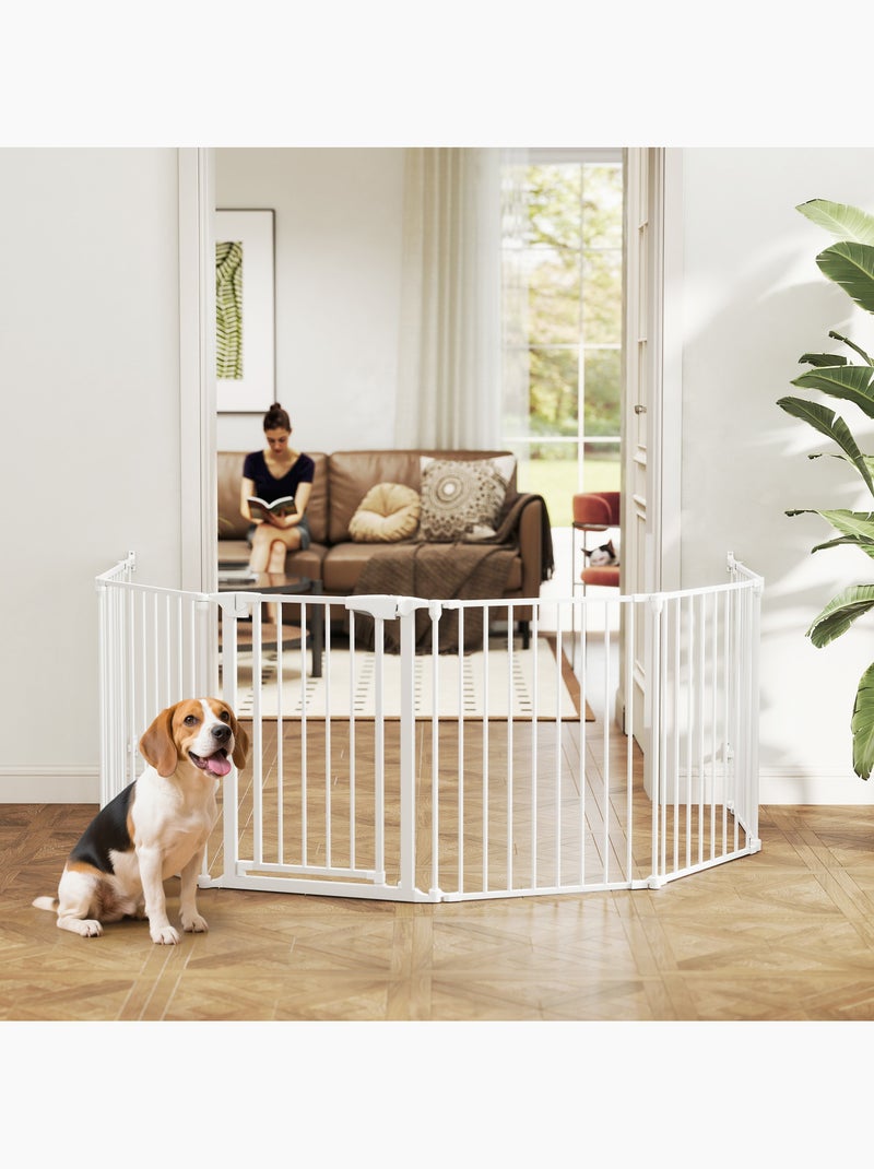 Barrière de sécurité pliable modulable max. L.366cm parc enclos 6 panneaux blanc Blanc Blanc - Kiabi