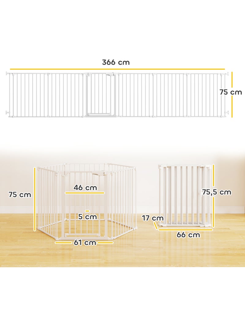 Barrière de sécurité pliable modulable max. L.366cm parc enclos 6 panneaux blanc Blanc Blanc - Kiabi