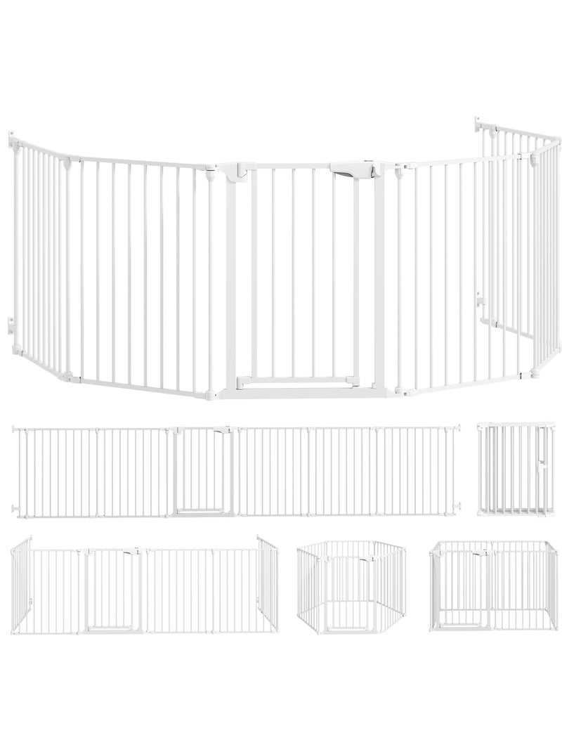 Barrière de sécurité pliable modulable max. L.366cm parc enclos 6 panneaux blanc Blanc Blanc - Kiabi